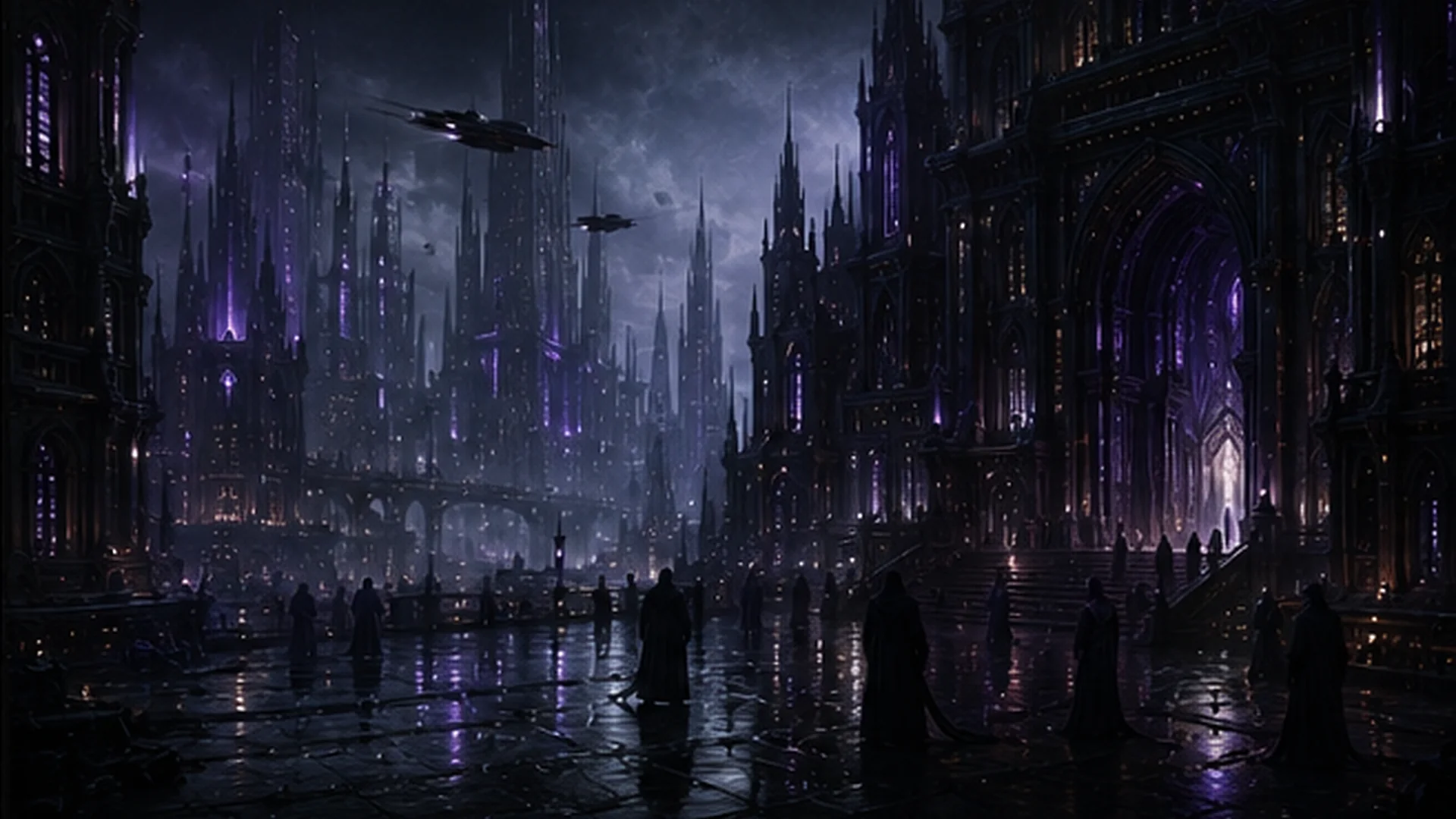 Rain-dark Grelock street in the vampire Underworld