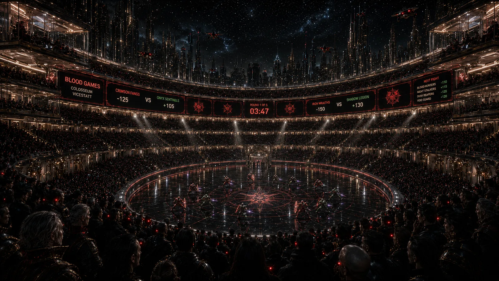 The vast colosseum of Vicestatt packed with spectators