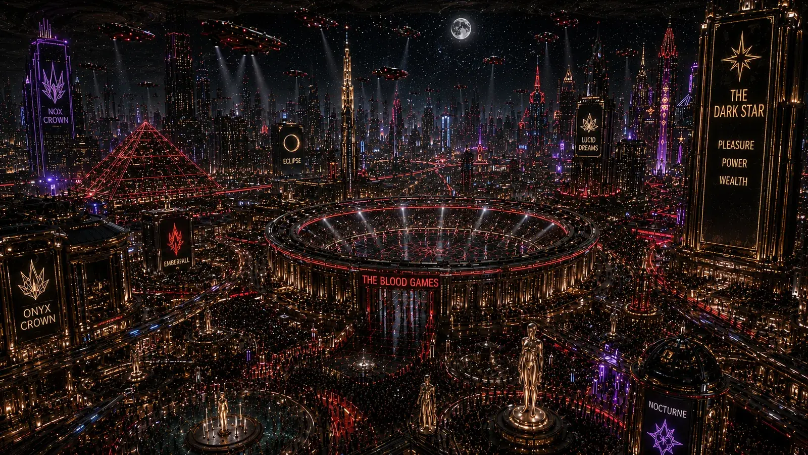 The Blood Games arena packed with vampire spectators